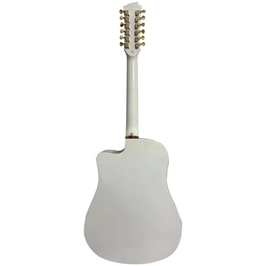 Guitarra Electroacustica Bamboo Ga-4012-wh-q-ar Blanca Con Funda